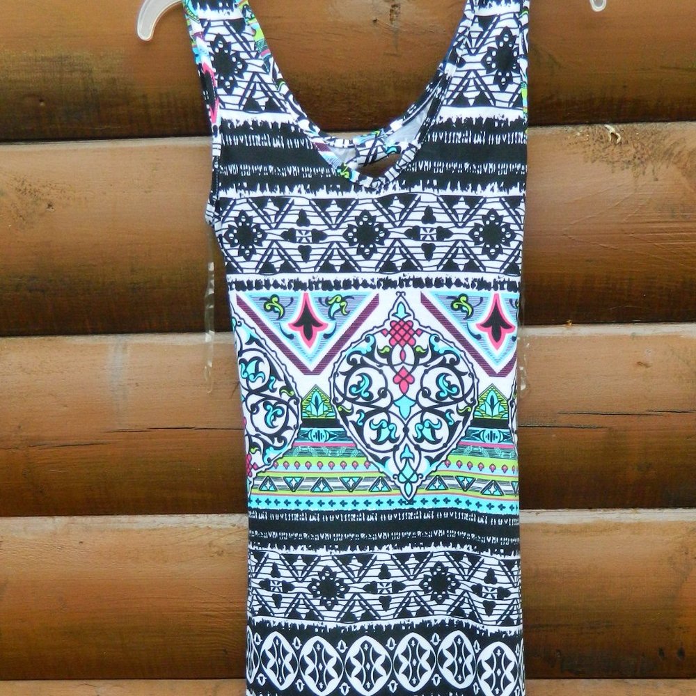 Blue Star Clothing Women's Knit Maxi Dress Size Large - Multi Color Abstract